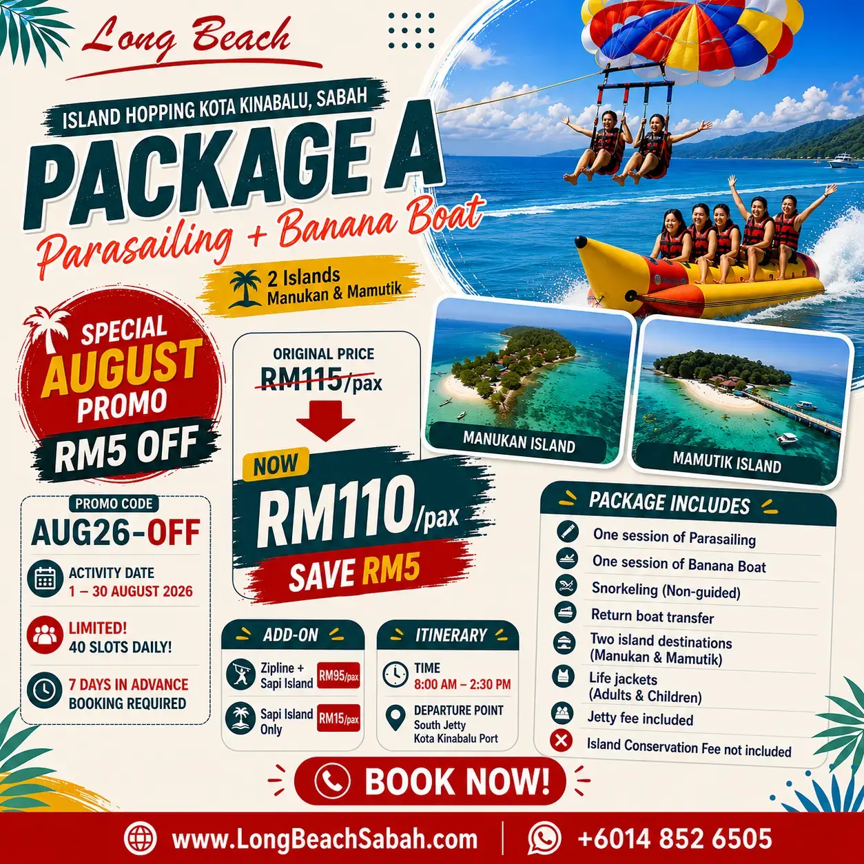 Long beach manukan mamutik island hopping kota kinabalu sabah promo August A