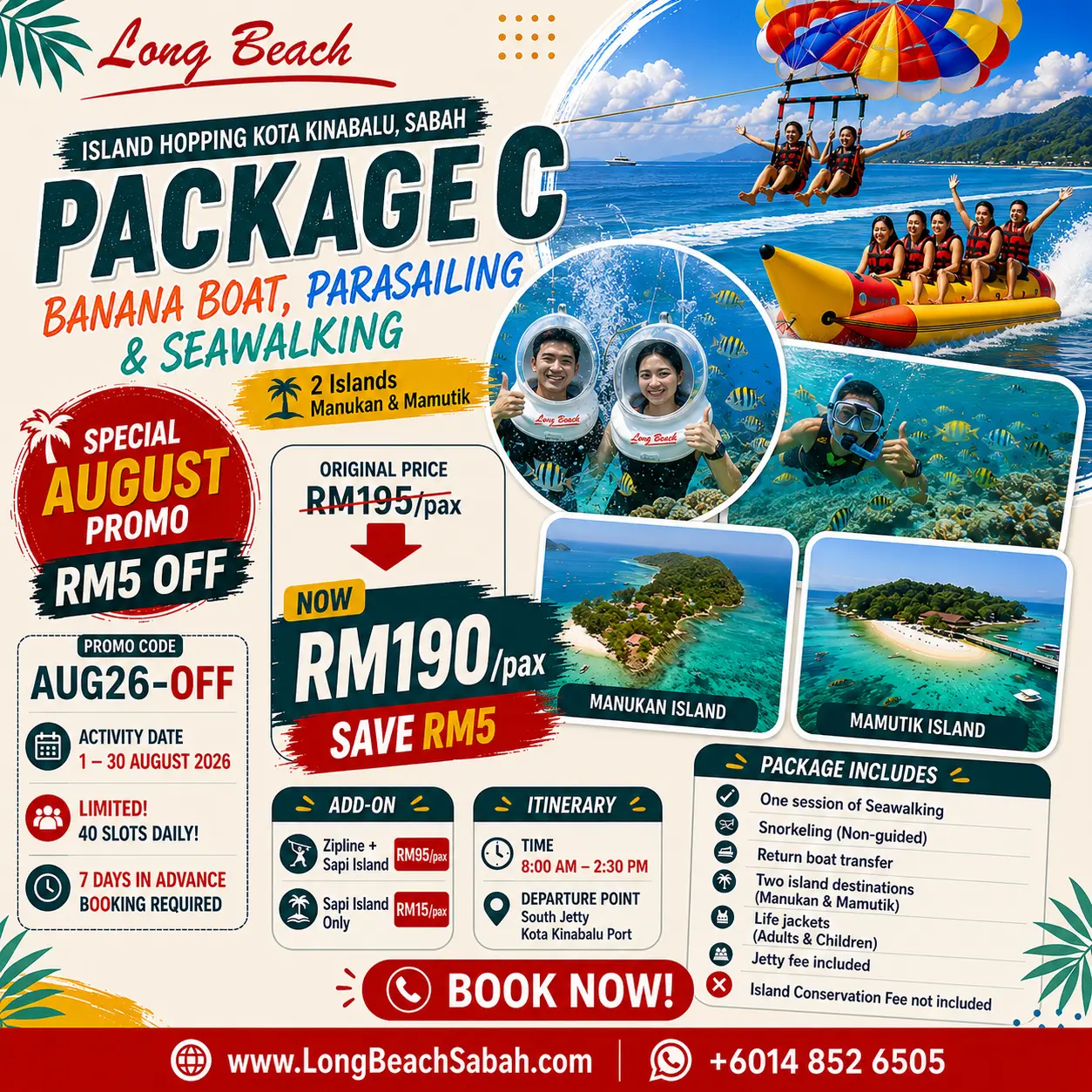 Long beach manukan mamutik island hopping kota kinabalu sabah promo August C