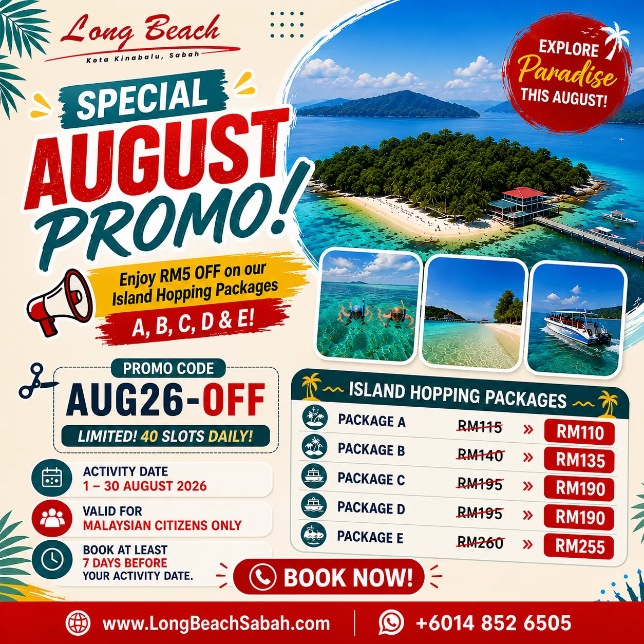 Long beach manukan mamutik island hopping kota kinabalu sabah promo August
